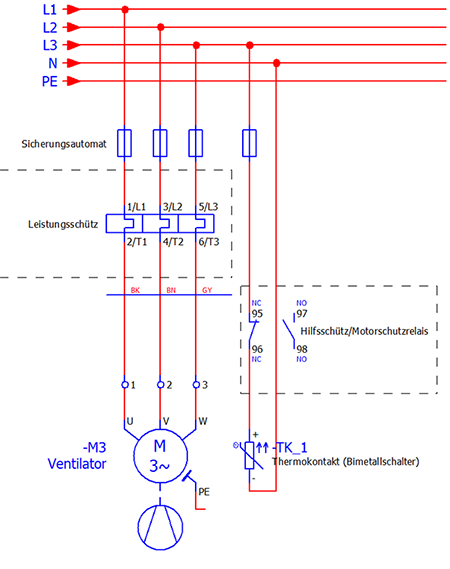 Motorschutzrelaisanschluss für Ventilatoren von Kaiser