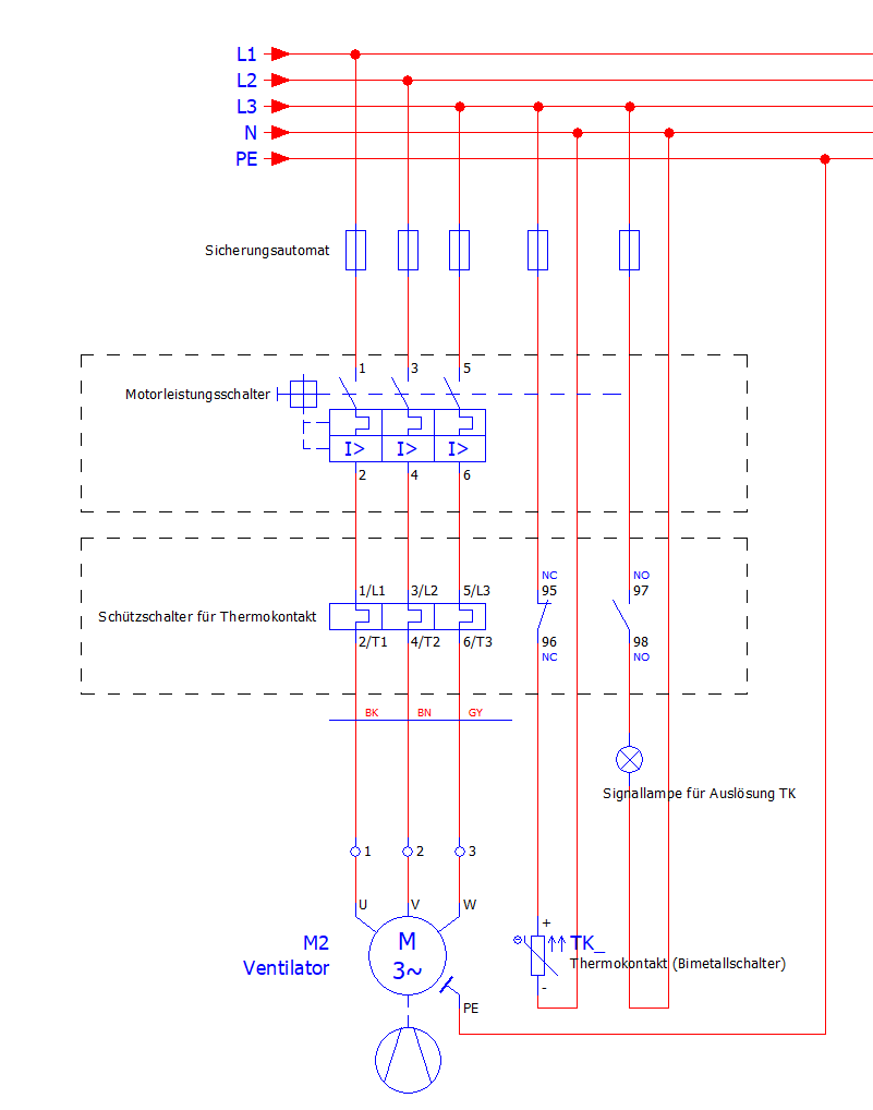 Ventilator Thermokontakt Motorschutz Anschlussplan