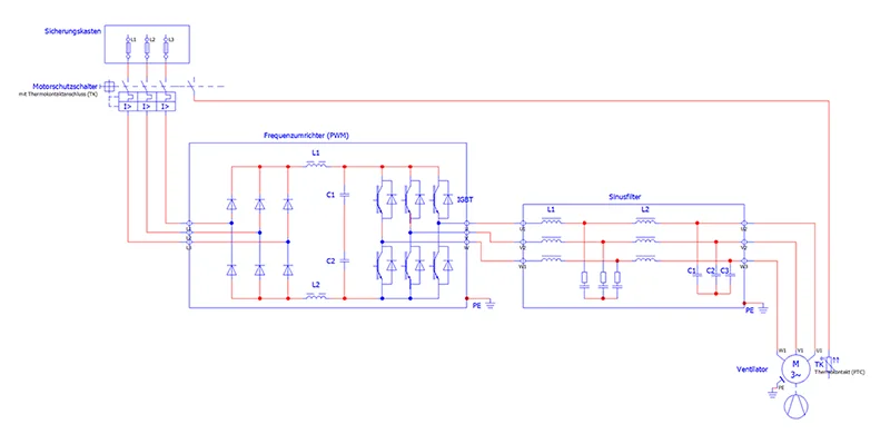 Ventilator Frequenzumrichter Anschluss k